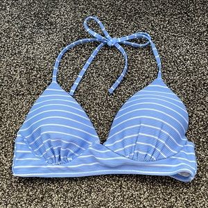 Shade & Shore Blue and White Striped Bikini Size 34C